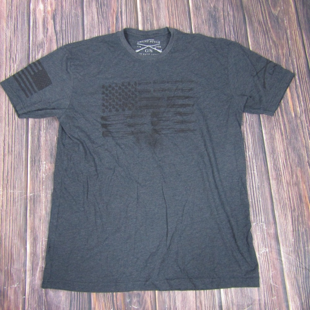 Grunt Style Shirt Mens Extra Large Black American Flag Patriotic Graphic Tee USA